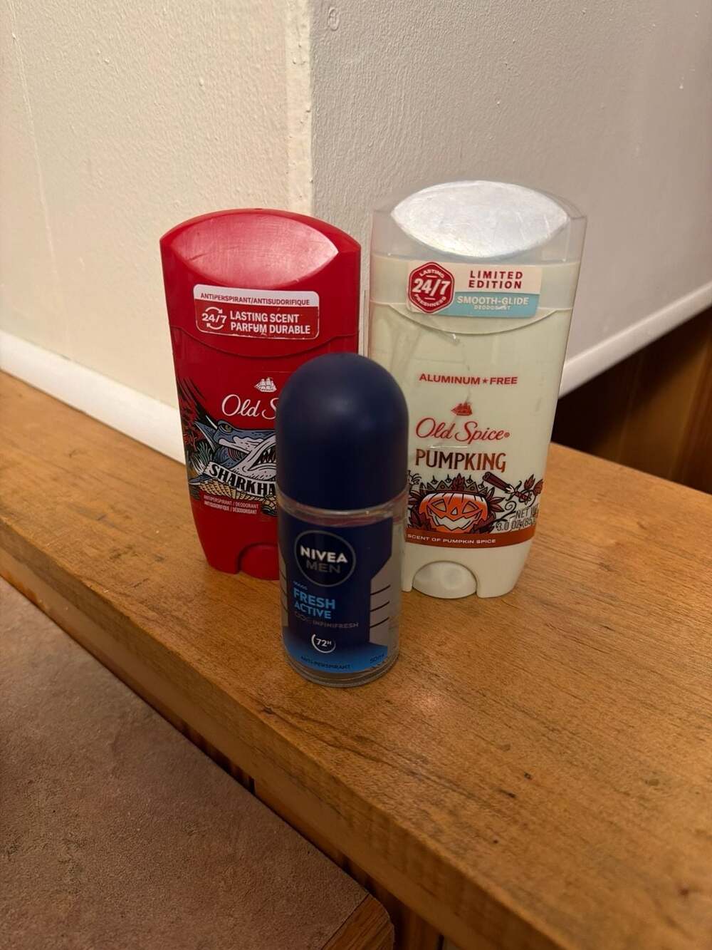 Old Spice Sharkhammer 2.6oz, Pumpking 3.0oz & Nivea Men Fresh Active 50ml Deodor